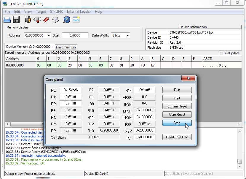 ST-link stepping